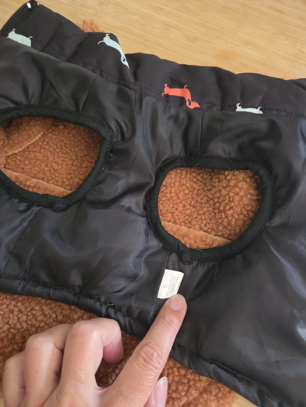 Dog Brown Sherpa Lined Jacket with Black Dachshund Print Vest